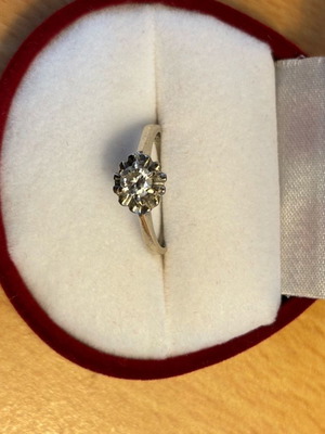 Δαχτυλίδι Solitaire Vintage με διαμάντι 0,30 ct VVS1-D, λευκόχρυσο 18 ct, σαν καινούργιο