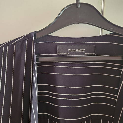 Zara Basic μακρύ ριγέ κιμονό ζακέτα, μαύρο με λευκές ρίγες