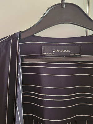 Zara Basic μακρύ κιμονό ζακέτα με ρίγες, μαύρο και λευκό