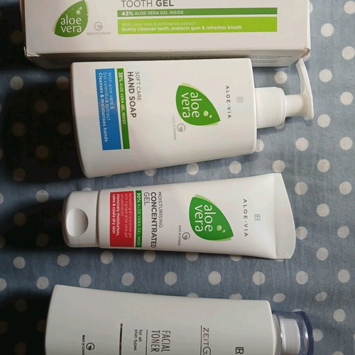 Lr products new with toothpaste, hand soap, facial toner, concentrated gel