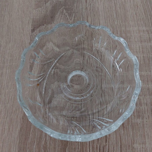 Glass Candle Holder decorative with carved design, like new, 12 cm