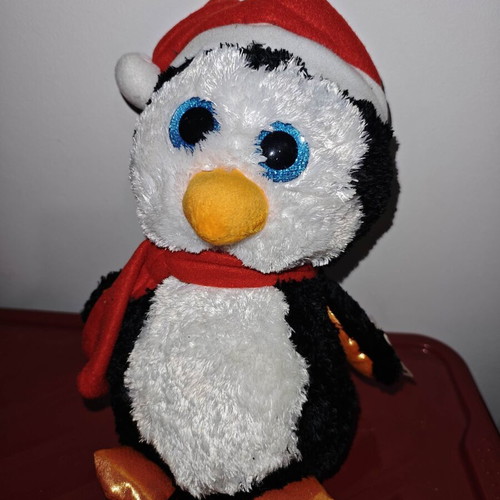 Plush Penguin with Christmas Hat and Scarf new
