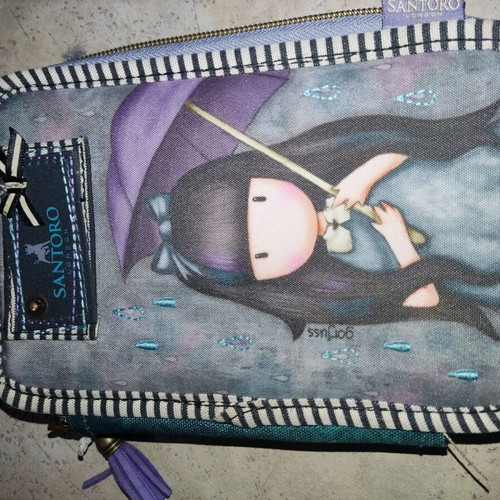 Santoro pencil case like new with pencils and colored pencils