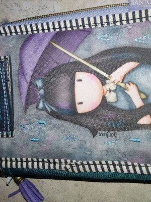 Santoro pencil case like new with pencils and colored pencils