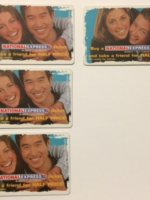England National Express phone cards used, pack of 4