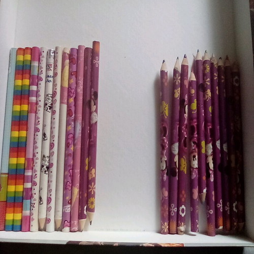 Pencils and colored pencils used, set of 10+10
