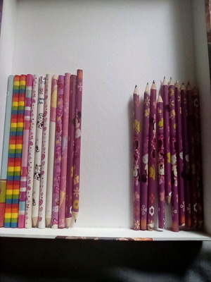 Pencils and colored pencils used, set of 10+10