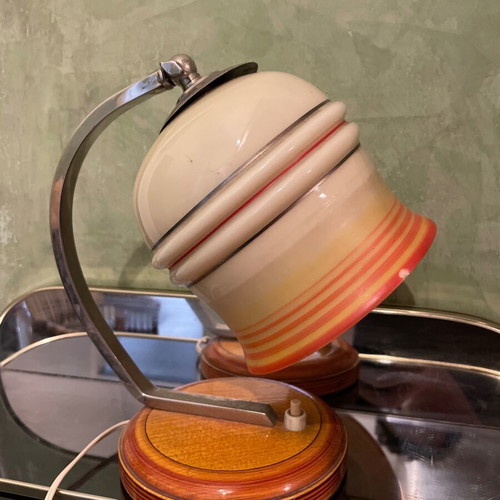 Vintage Art Deco table lamp with blown glass shade 1930s