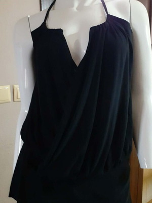 Lycra blouse tied at neck black, size L, like new