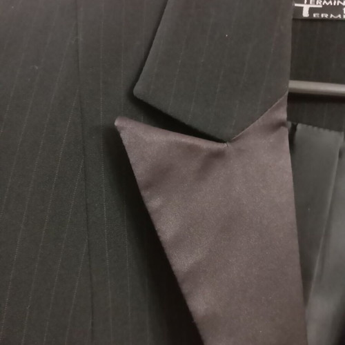 Set dress and jacket like new, black with thin stripes