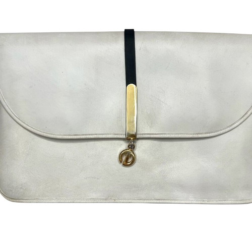 Christian Dior vintage λευκό δερμάτινο clutch μεταχειρισμένο