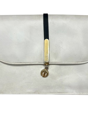 Christian Dior vintage λευκό δερμάτινο clutch μεταχειρισμένο