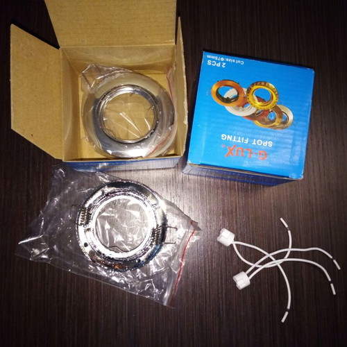 G-Lux round metal recessed spot frame with G5.3 MR16 socket, 20 pieces, new