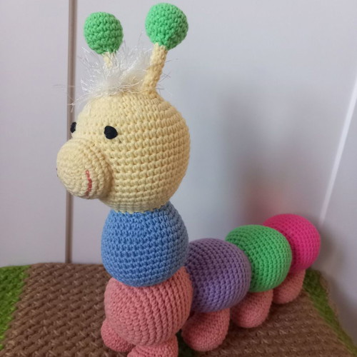 Handmade knitted caterpillar doll 27 cm new