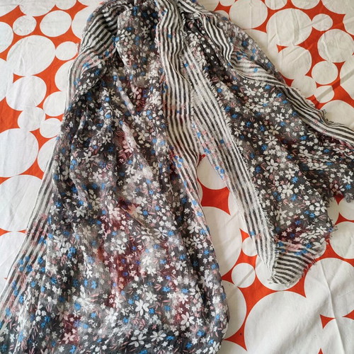Pashmina scarf like new, grey and blue