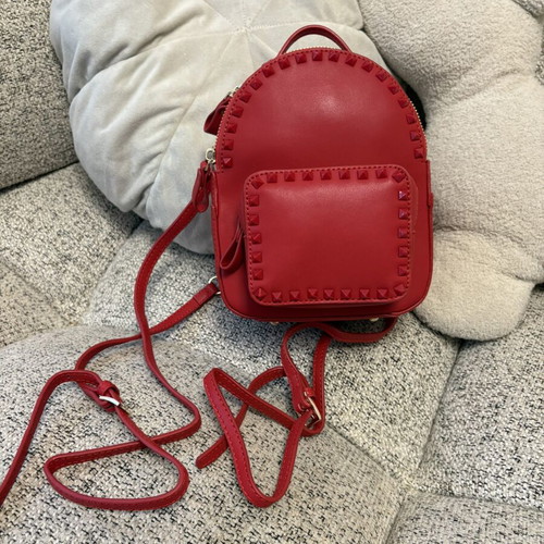 Backpack made of natural leather like new, small red