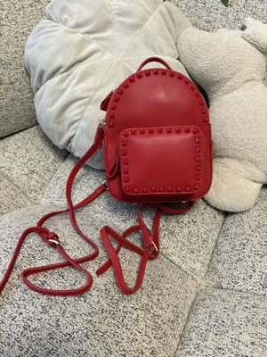Backpack made of natural leather like new, small red