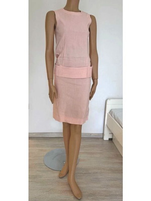 DKNY linen dress pink with belt medium like new