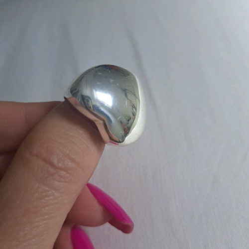 Steel ring used, silver, shiny impressive