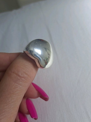 Steel ring used, silver, shiny impressive