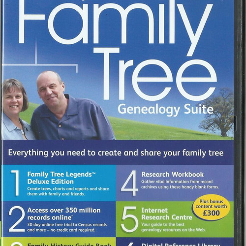 Family Tree Genealogy Suite PC CD-Rom software like new