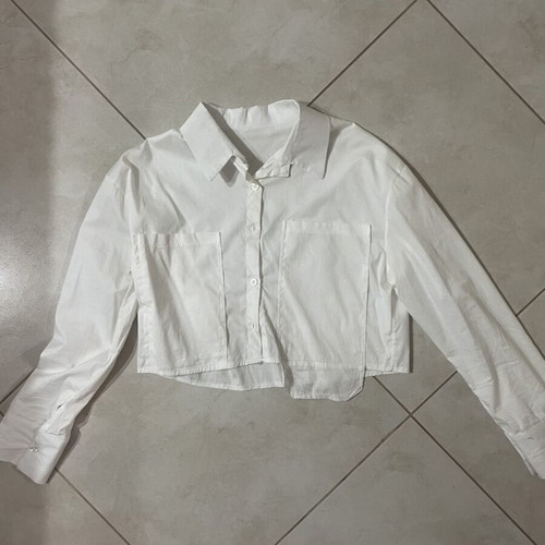 Crop shirt, white, size S