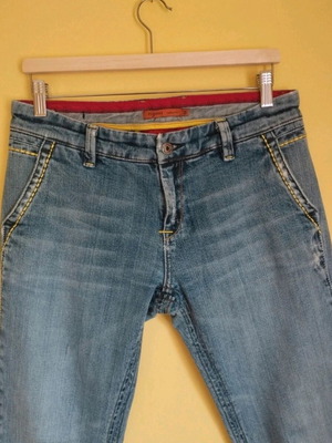 Vintage 2000 low rise jeans used, blue and yellow