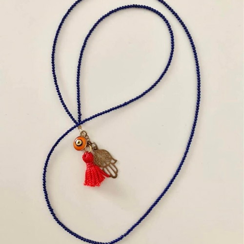 Apia Creations handmade necklace with semi-precious stones and charms, new