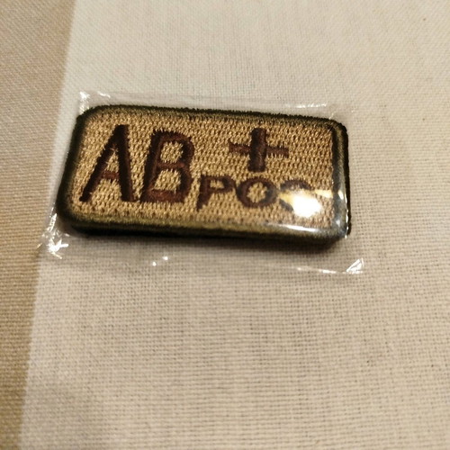 Blood type AB+ patch new with velcro