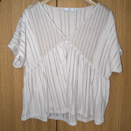 Mango MNG Suit beige knitted blouse S with V neckline like new