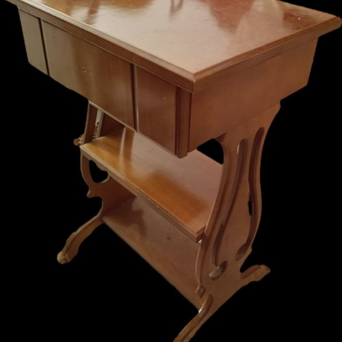 Wooden antique side table with drawer used, small