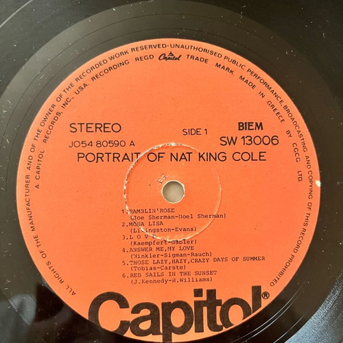 Nat King Cole LP Portrait of Nat King Cole Vol 6 used