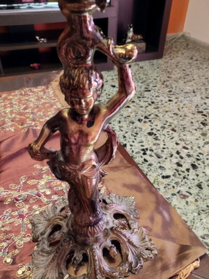 Antique lamp base used, statuette 53 cm high
