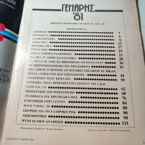 Magazine Ήχος και hifi issue 94 1981 used, good condition