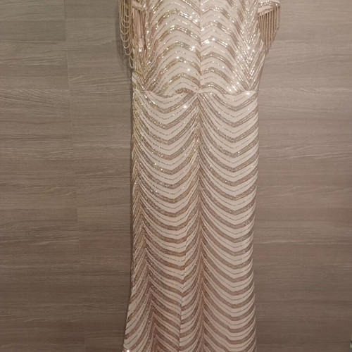 Gold beige maxi dress 2XL with chain sleeves