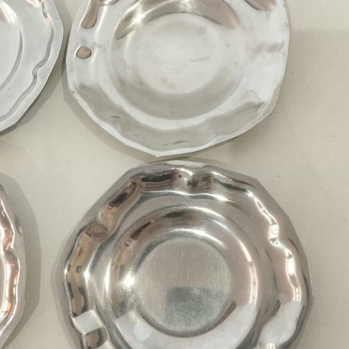 Set of 6 used inox serving plates 11cm vintage