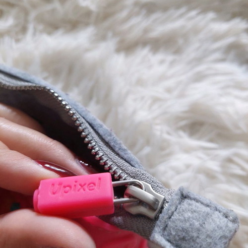Upixel pencil case used pink school with 57 pixels