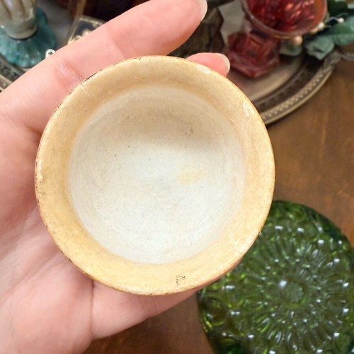 Vintage decorative box used, alabaster with bronze lid