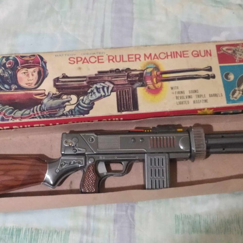 Space Ruler Machine Gun new tin toy 1960s Horikawa Japan