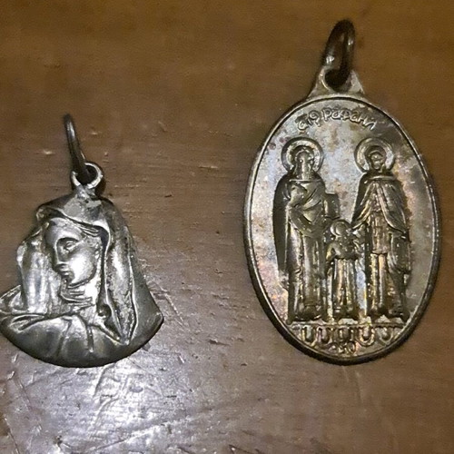 Silver 925, 950 pendants Panagia and St. Raphael used