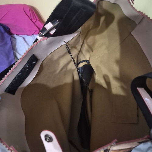 Large handbag used, beige and brown