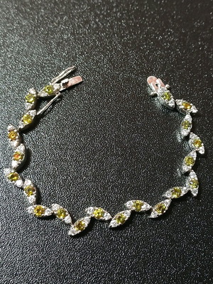 Riviera 925 Silver Bracelet with Green and White Zircon Stones like new