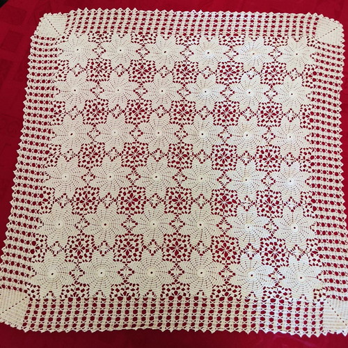 Crochet doily set handmade 3 pieces beige new