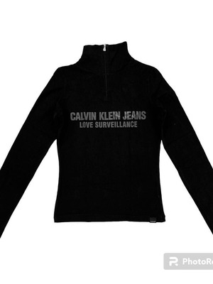 Calvin Klein Jeans γυναικείο μαύρο top cropped σαν καινούργιο, μέγεθος medium