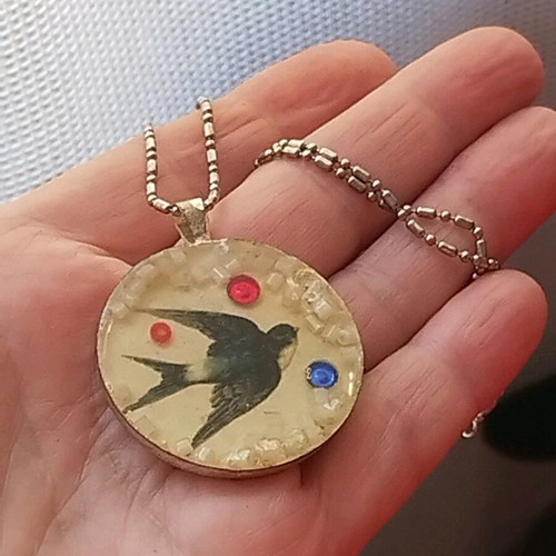 Handmade swallow pendant new, 35 mm diameter