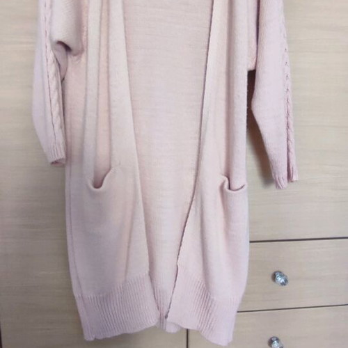 Long knitted cardigan pink like new
