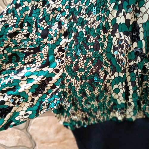 Evening blouse like new, size large, black and green