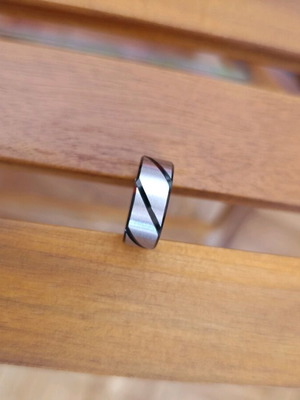 Stainless Steel Ring like new, black and silver, modern design