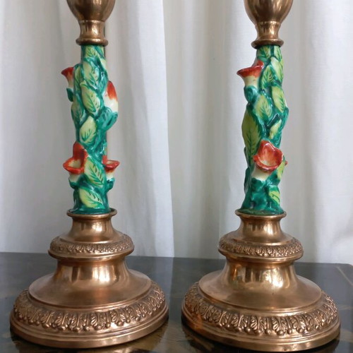 Pair of French Art Nouveau candlesticks like new