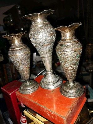 Silver decorative set used 19th century Eastern
